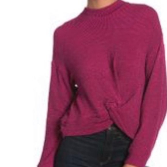 June & Hudson Stretch Knit Knot Front Cropped Swea - Picture 1 of 7